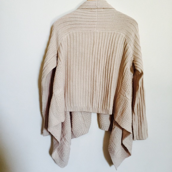 Taupe Drape Front Cable Knit Cardigan - Picture 7 of 8